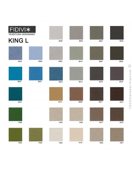 Palette tissu couleur tissu gamme King-L du fabricant FIDIVI, ignifugé AM18 / M1 pour la France.