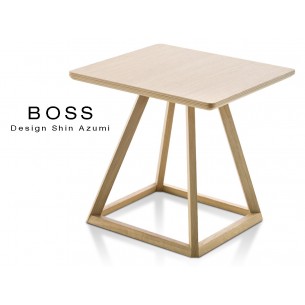 Table design d'appoint BOSS-H35 en bois de hêtre, couleur chêne clair.