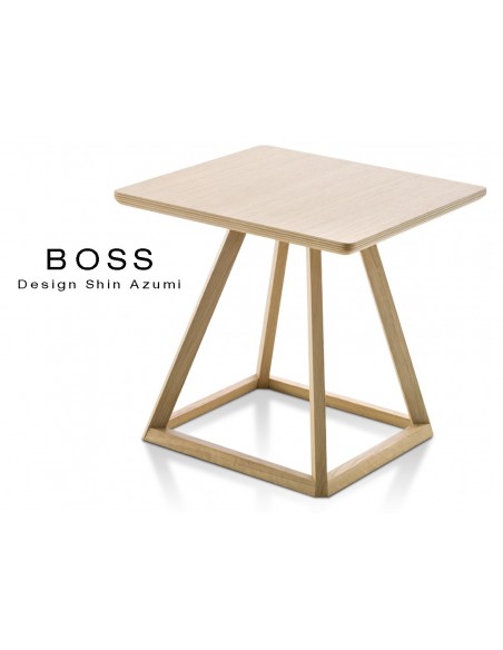 Table design d'appoint BOSS-H35 en bois de hêtre, couleur chêne clair.