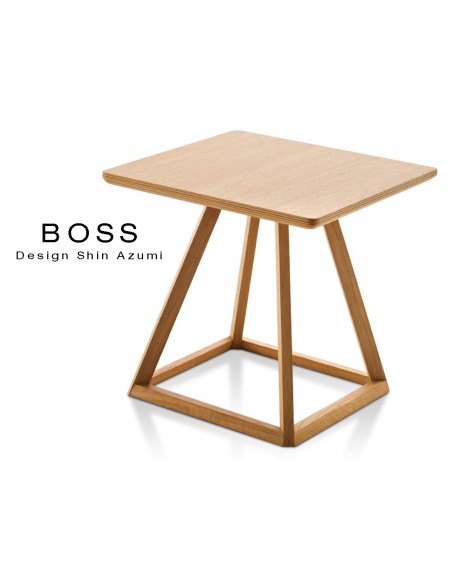 Table design d'appoint BOSS-H35 en bois de hêtre, couleur hêtre naturel.