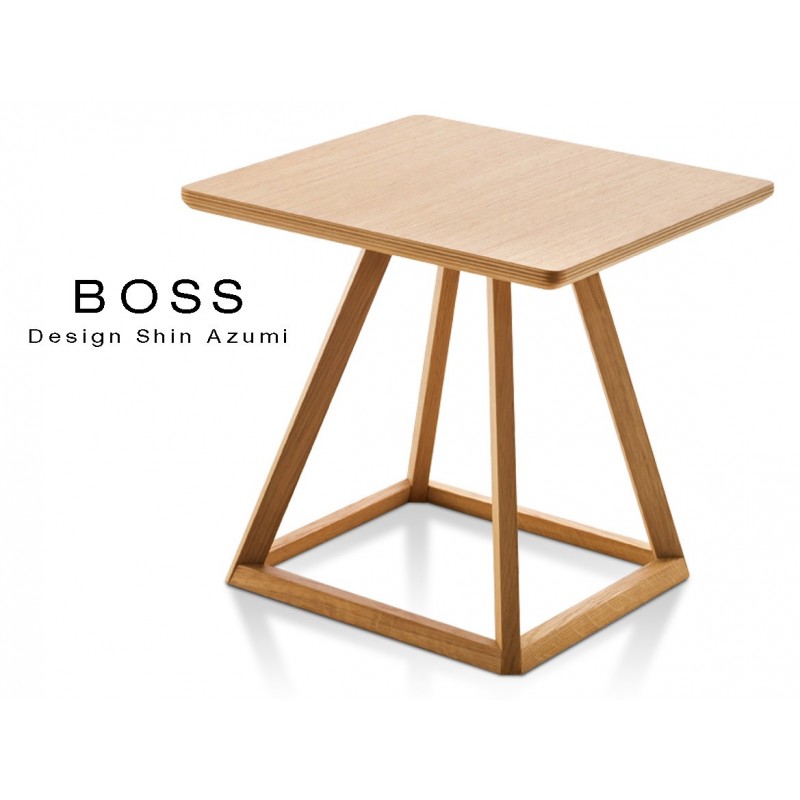 Table design d'appoint BOSS-H35 en bois de hêtre, couleur hêtre naturel.
