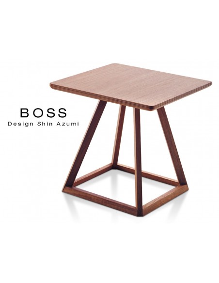 Table design d'appoint BOSS-H35 en bois de hêtre, couleur noyer moyen.