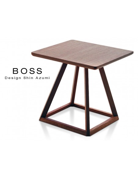 Table design d'appoint BOSS-H35 en bois de hêtre, couleur acajou.