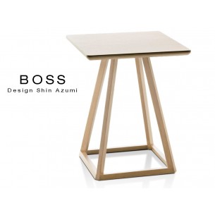 Table design d'appoint BOSS-H45 en bois de hêtre, finition chêne naturel.