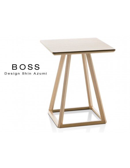 Table design d'appoint BOSS-H45 en bois de hêtre, finition chêne naturel.