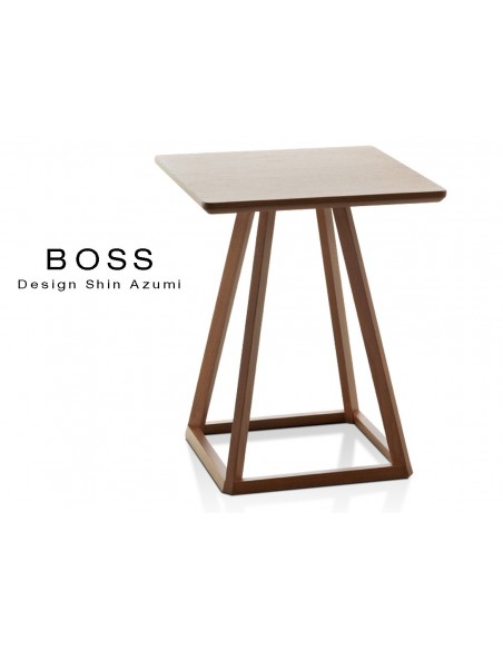 Table design d'appoint BOSS-H45 en bois de hêtre, finition noyer moyen.