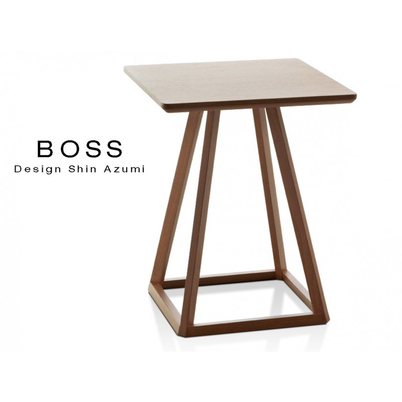 Table design d'appoint BOSS-H45 en bois de hêtre, finition noyer moyen.