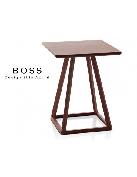 Table design d'appoint BOSS-H45 en bois de hêtre, finition acajou.