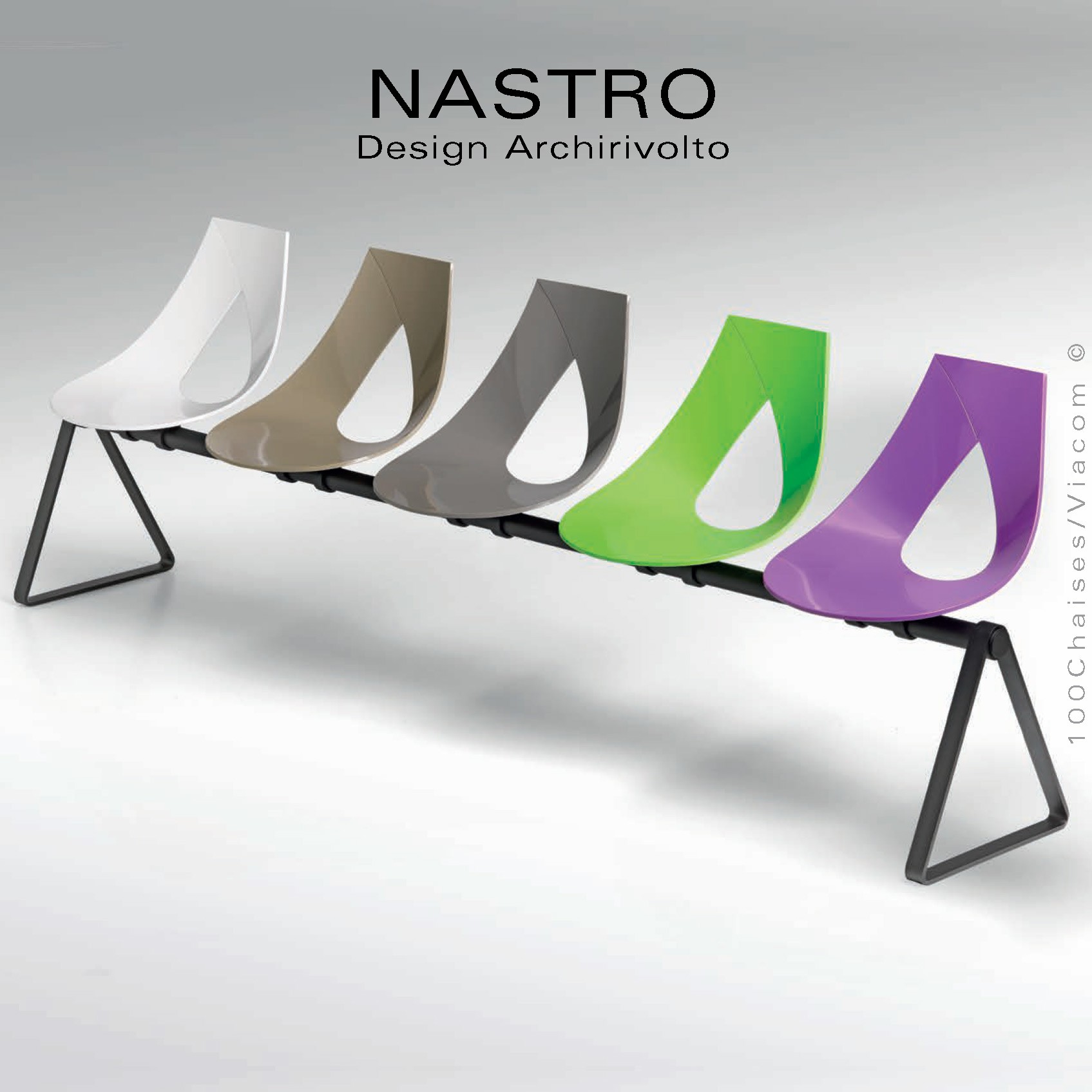 Chaise design NASTRO, assise multiplis de bois placage Zébrano avec  coussin, piétement bois de hêtre massif vernis.