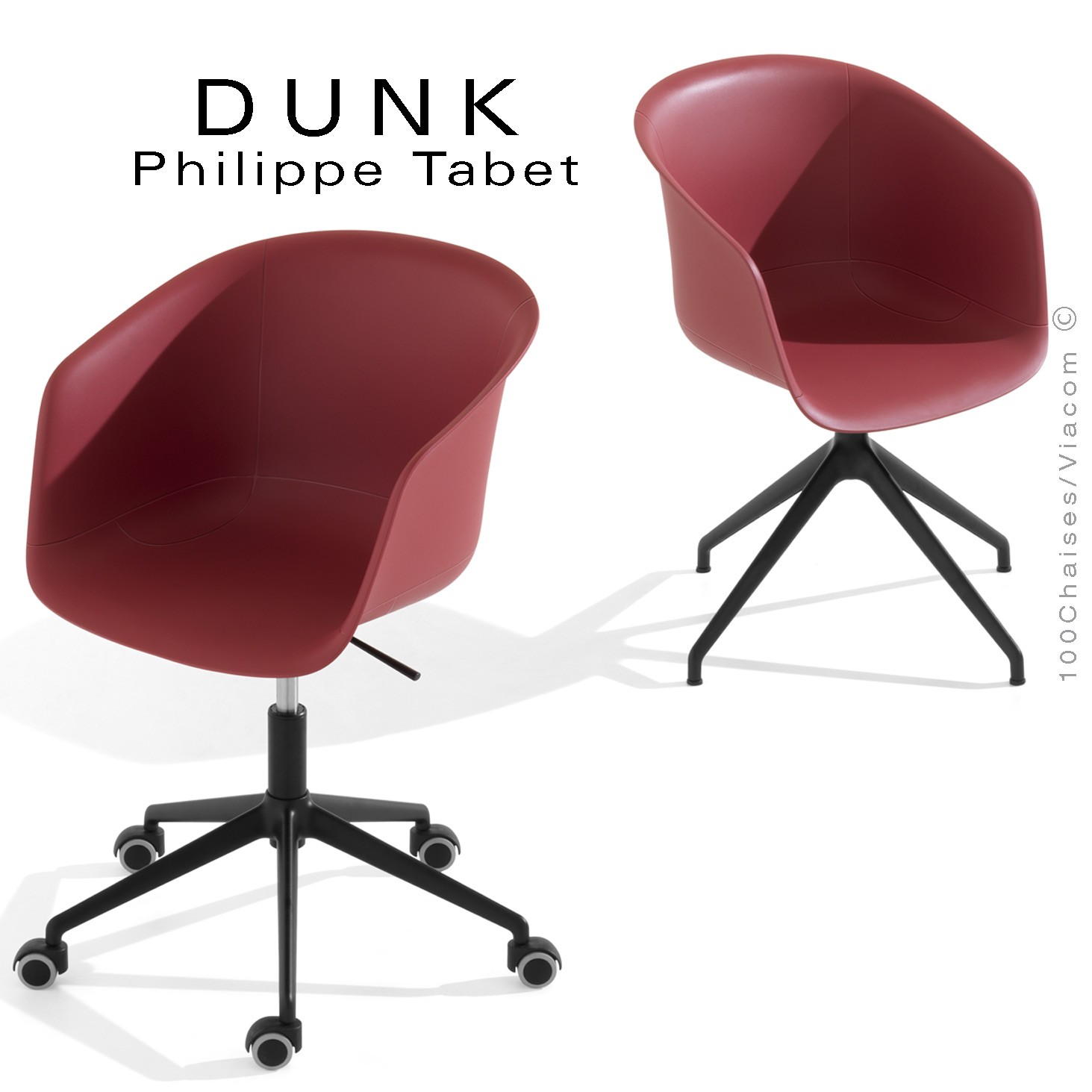 Fauteuil de bureau DUNK, piétement aluminium avec roulettes