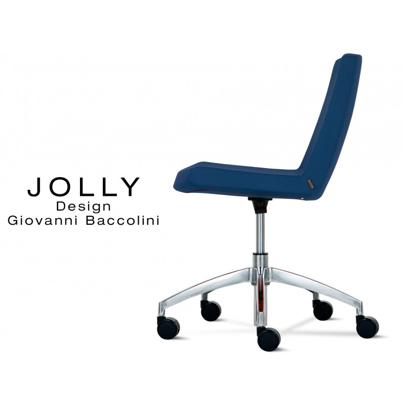 Chaise De Bureau Roulette Confort Jolly Base Aluminium Assise Et Dossier Garnis Habillage Tissu