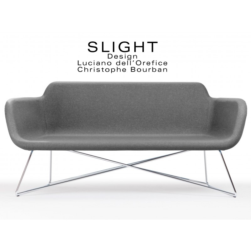 Canapé 2 Places Slight Assise Et Dossier Garnis Habillage 100 Laine Piétement Acier Chromé