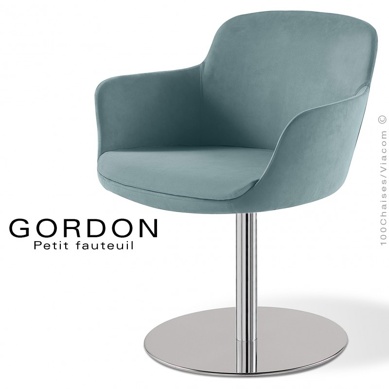 Fauteuil Design Tendance Gordon Pied Colonne Centrale Acier Chrome Assise Garnie Habillage 100 Laine Type Feutre