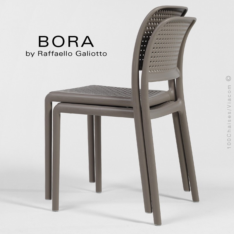 Chaise design BORA, structure et assise plastique couleur  Lot de 6