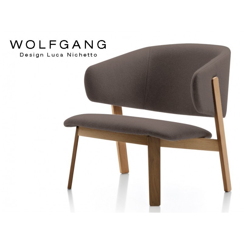 fauteuil design assise basse lounge wolfgang piètement bois vernis