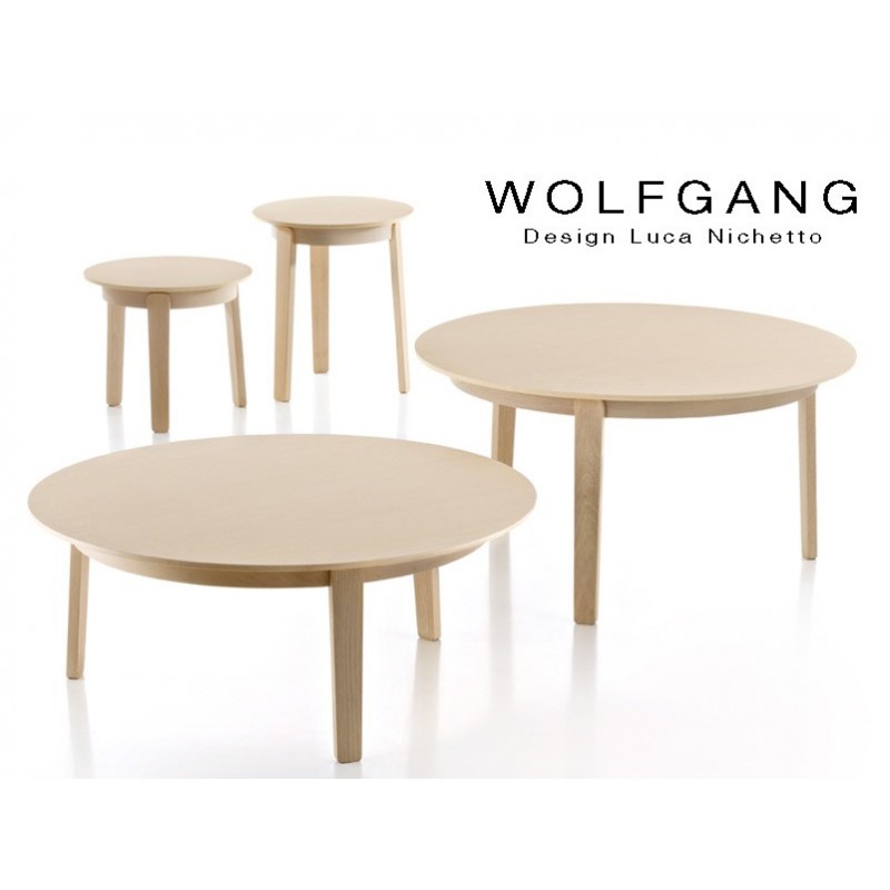 Table d'appoint ou guéridon rond WOLFGANG small structure et Table d'appoint ou guéridon rond WOLFGANG structure en bois
