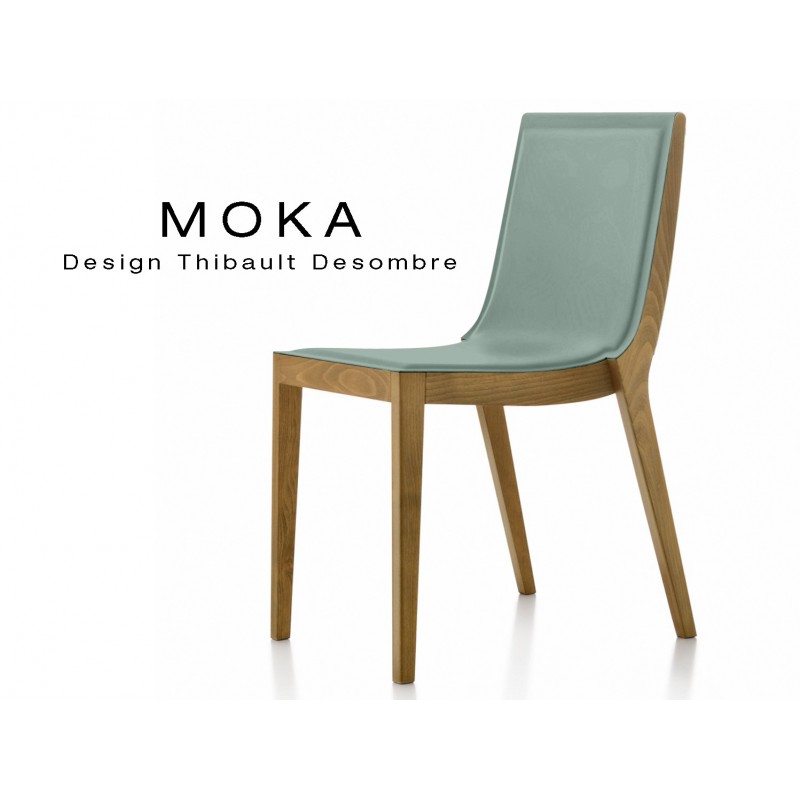Chaises Design Bois Moka Assise Et Dossier Garnis Habillage Cuir Naturel Couvrant Colle Lot De 6 Chaises