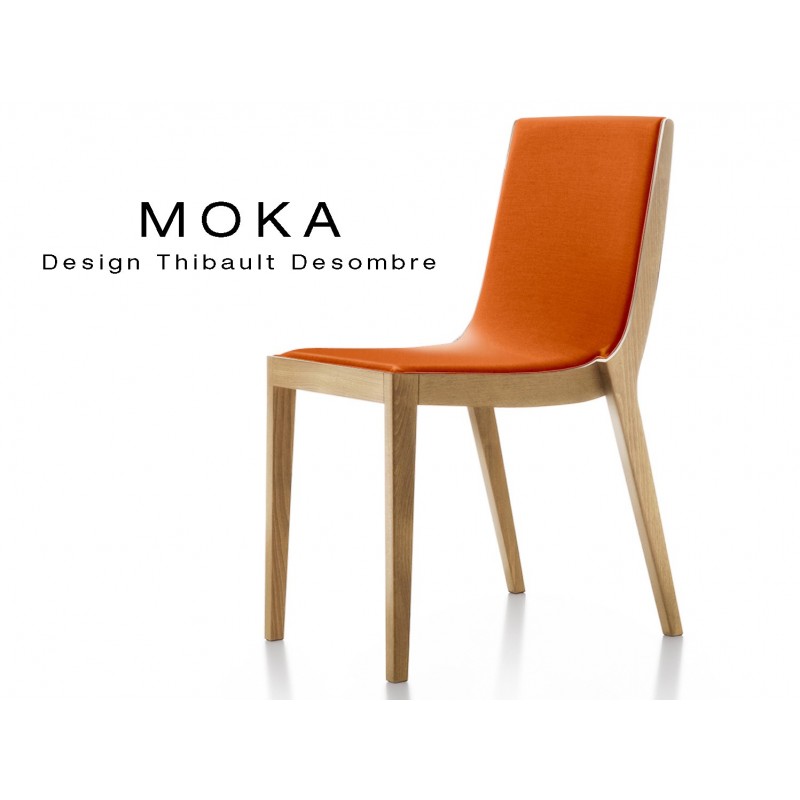 Chaises Design Bois Moka Assise Et Dossier Garnis Habillage Tissu